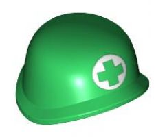 Minifigure, Headgear Helmet Army with Green Cross in White Circle Pattern (Medic)