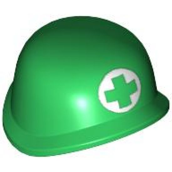 Minifigure, Headgear Helmet Army with Green Cross in White Circle Pattern (Medic)