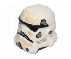 Minifigure, Headgear Helmet SW Stormtrooper, Dual Molded, White with Dark Bluish Gray Marks and Tan Dirt Stains Pattern
