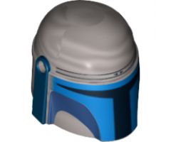 Minifigure, Headgear Helmet with Holes, SW Mandalorian with Blue and Dark Blue Pattern