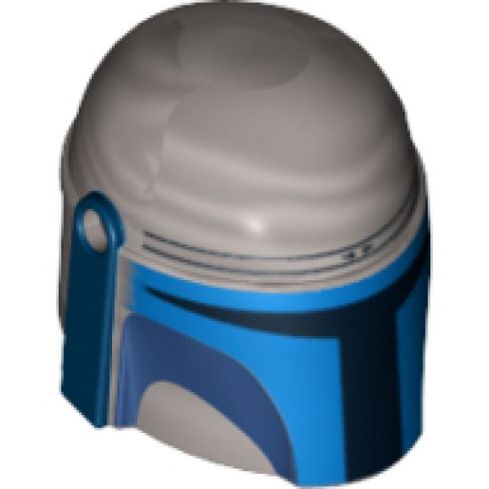 Minifigure, Headgear Helmet with Holes, SW Mandalorian with Blue and Dark Blue Pattern