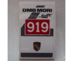 Slope, Curved 3 x 2 with Black 'DMG MORI' and 'WEC', White '919' on Red Background and Porsche Logo Pattern (Sticker) - Set 75876