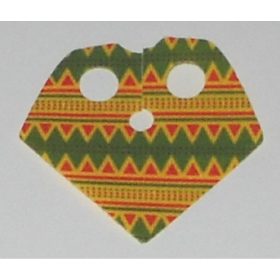 Minifigure, Body Wear Poncho Half Cloth with Green and Red Mexican Print Pattern