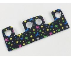 Minifigure, Body Wear Skirt Cloth with 4 Holes, Length 10mm, Black with Multicolored Shapes Pattern Design Side, Pale Side
