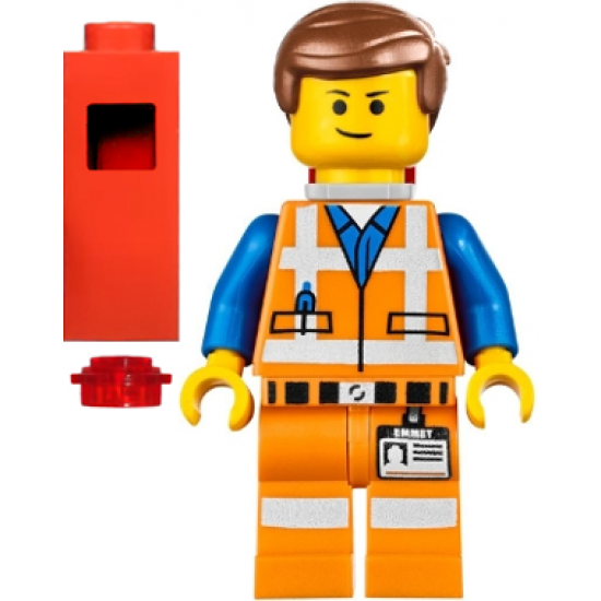 Emmet - Lopsided Closed Mouth Smile, with Piece of Resistance and Plate on Leg