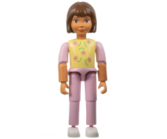 Belville Female - Pink Pants, Yellow Shirt/Pink Sleeves with Flowers Pattern, Brown Hair