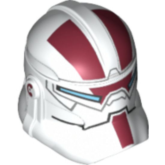 Minifigure, Headgear Helmet SW Clone Trooper with Jek-14 Light Blue Visor and Dark Red Pattern