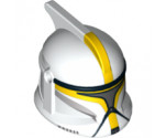 Minifigure, Headgear Helmet SW Clone Trooper with Holes, Yellow Markings and Silver Visor Pattern (Clone Trooper Commander)