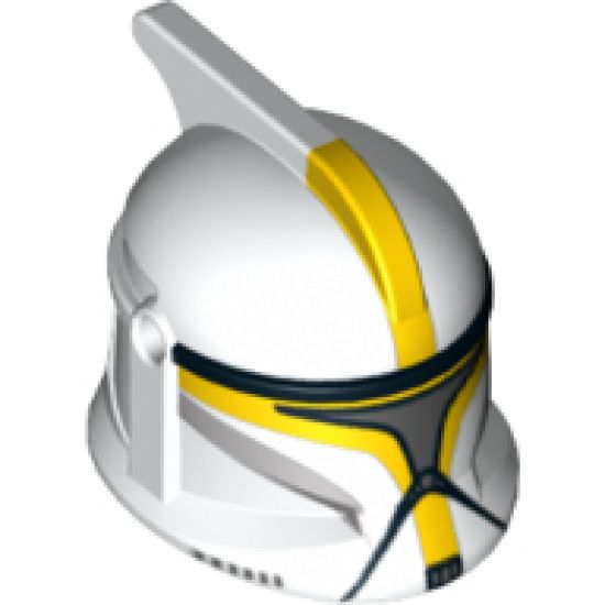 Minifigure, Headgear Helmet SW Clone Trooper with Holes, Yellow Markings and Silver Visor Pattern (Clone Trooper Commander)