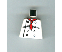 Torso Chef with 8 Buttons, Long Red Neckerchief, Black Wrinkles Pattern