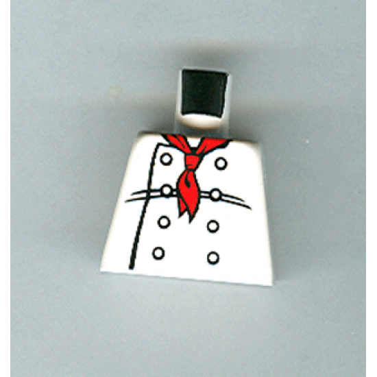 Torso Chef with 8 Buttons, Long Red Neckerchief, Black Wrinkles Pattern
