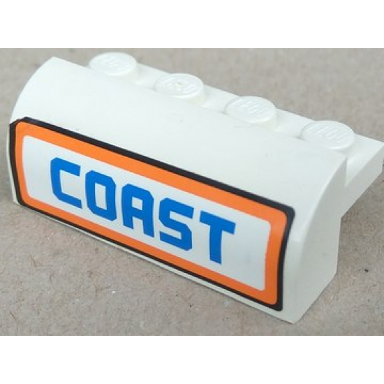 Slope, Curved 2 x 4 x 1 1/3 with Four Recessed Studs with 'COAST' Pattern (Sticker) - Set 7738