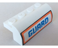 Slope, Curved 2 x 4 x 1 1/3 with Four Recessed Studs with 'GUARD' Pattern (Sticker) - Set 7738