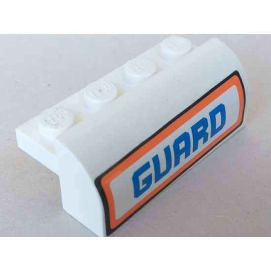 Slope, Curved 2 x 4 x 1 1/3 with Four Recessed Studs with 'GUARD' Pattern (Sticker) - Set 7738