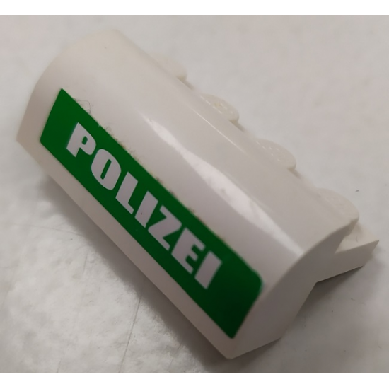 Slope, Curved 2 x 4 x 1 1/3 with Four Recessed Studs with White 'POLIZEI' on Green Background Pattern (Sticker) - Set 7237