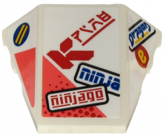 Wedge 4 x 3 No Studs with 'ninja', 'ninjago', 'Dragon', Red Ninjago Logogram 'FIRE' and Coral Triangles Pattern (Stickers) - Set 71707