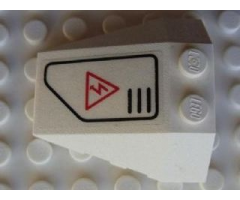 Wedge 4 x 4 Triple with Stud Notches with Red Electricity Danger Sign in Black Outline Pattern Model Left Side (Sticker) - Set 7713