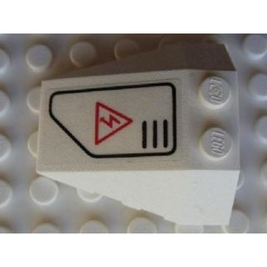 Wedge 4 x 4 Triple with Stud Notches with Red Electricity Danger Sign in Black Outline Pattern Model Left Side (Sticker) - Set 7713