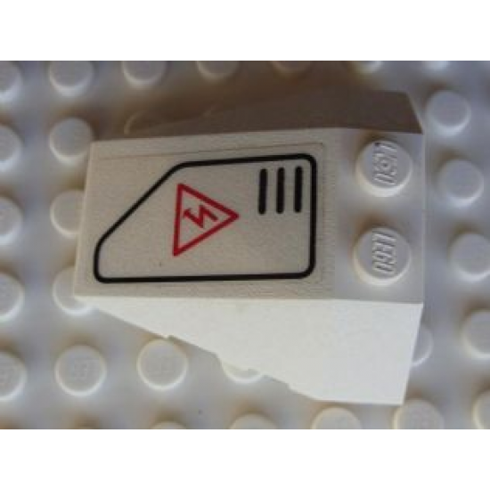 Wedge 4 x 4 Triple with Stud Notches with Red Electricity Danger Sign in Black Outline Pattern Model Right Side (Sticker) - Set 7713