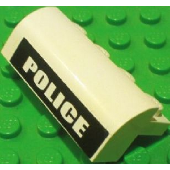 Slope, Curved 2 x 4 x 1 1/3 with Four Recessed Studs with White 'POLICE' on Black Background Pattern (Sticker) - Set 7237