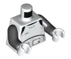 Torso SW Armor Stormtrooper Ep. 8 with Black, Gray and Dark Gray Lines Pattern (Executioner) / Black Arms / White Hands
