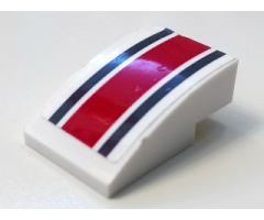 Slope, Curved 3 x 2 with Dark Bluish Gray and Red Stripes Pattern (Sticker) - Set 60145