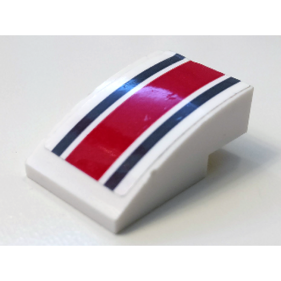 Slope, Curved 3 x 2 with Dark Bluish Gray and Red Stripes Pattern (Sticker) - Set 60145
