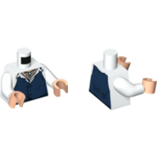 Torso Shirt with Dark Blue Vest, Claw Necklace on Light Nougat Neck Pattern / White Arms / Light Nougat Hands