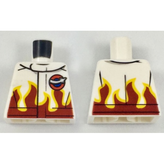 Torso Race Jacket with Flames and Aviation Airshow Logo Pattern