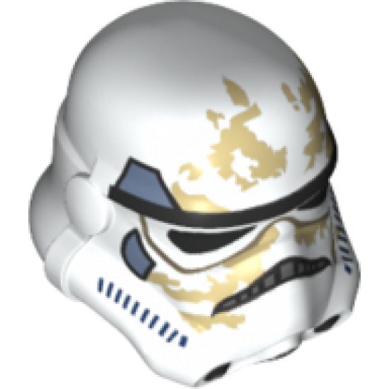 Minifigure, Headgear Helmet SW Stormtrooper, 2 Chin Holes, Sand Blue Marks and Tan Dirt Stains Pattern