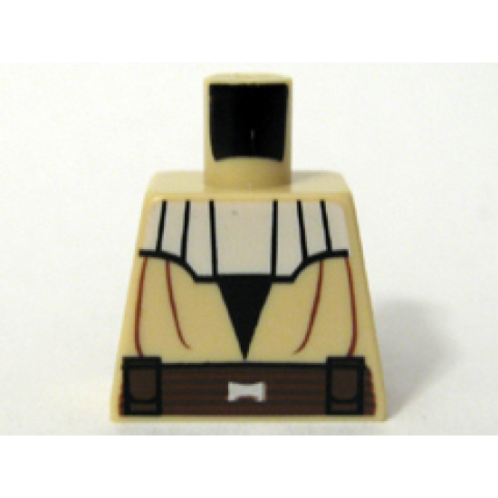 Torso SW Jedi Robe, Dark Brown Belt, White Collar Pattern