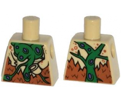 Torso Bat with Vestigial Minifigure Arms, Green and Purple Vein and Dark Orange Fur Pattern