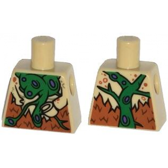 Torso Bat with Vestigial Minifigure Arms, Green and Purple Vein and Dark Orange Fur Pattern