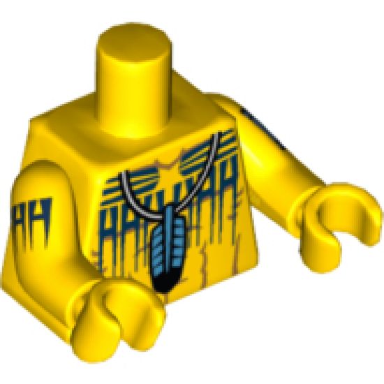 Torso Western Indians Blue Feather Pendant and Black Body Paint Pattern / Yellow Arms with Body Paint / Yellow Hands