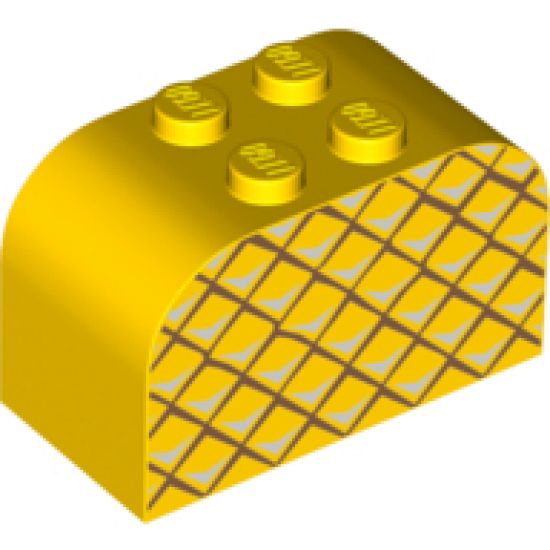 Slope, Curved 4 x 2 x 2 Double with Four Studs with Pineapple Skin Pattern