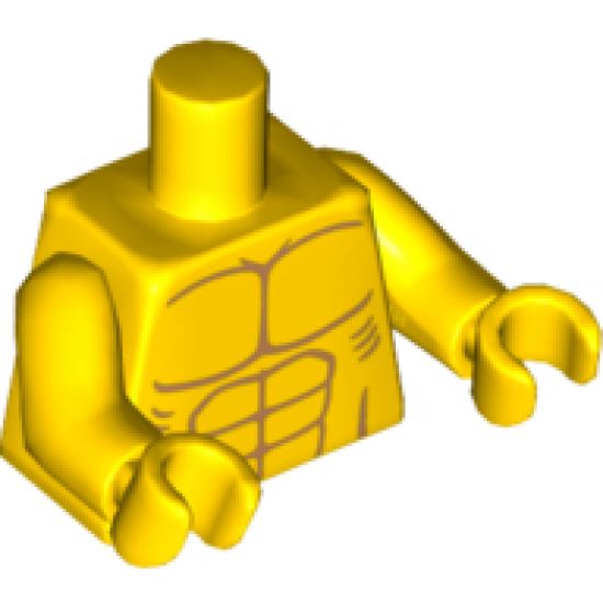 Torso Bare Chest with Muscles and Ribs Outline Pattern / Yellow Arms / Yellow Hands