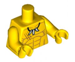 Torso Bare Chest with Muscles Outline and Tooth Necklace Pattern / Yellow Arms / Yellow Hands