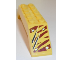 Slope 45 10 x 2 x 2 Double with 4 Rivets and 2 Claw Scratch Marks on Dark Red Tiger Stripes Pattern Model Left Side Back (Sticker) - Set 5885