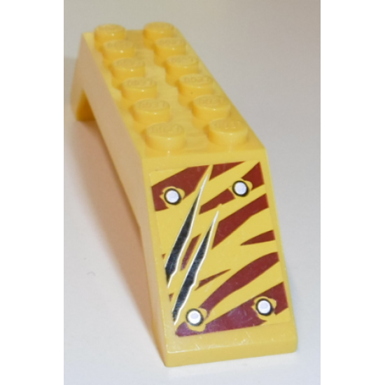 Slope 45 10 x 2 x 2 Double with 4 Rivets and 2 Claw Scratch Marks on Dark Red Tiger Stripes Pattern Model Left Side Back (Sticker) - Set 5885