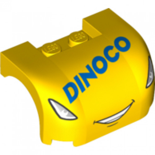 Vehicle, Mudguard 3 x 4 x 1 2/3 Curved with Front with Headlights, Smile with Teeth and 'DINOCO' Pattern