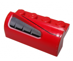 Slope, Curved 2 x 4 x 1 1/3 with Four Recessed Studs with Silver and Gray Vents Pattern Model Left Side (Sticker) - Set 8185