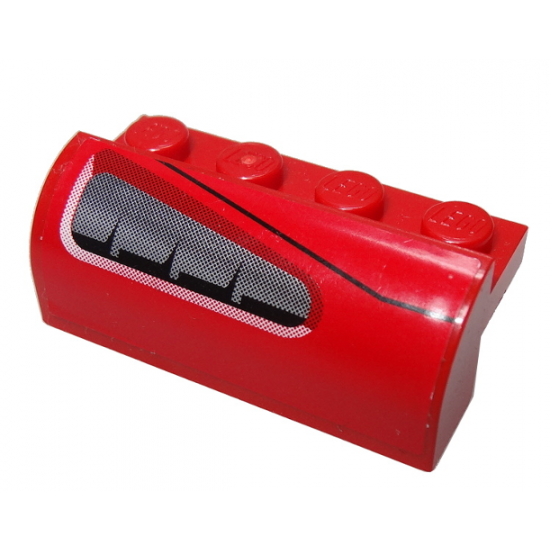 Slope, Curved 2 x 4 x 1 1/3 with Four Recessed Studs with Silver and Gray Vents Pattern Model Left Side (Sticker) - Set 8185