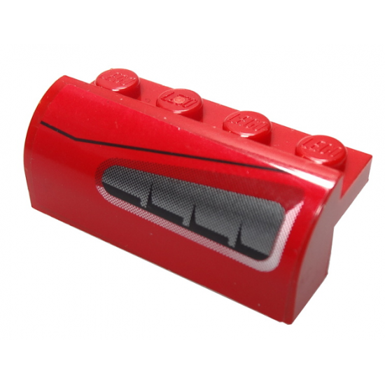 Slope, Curved 2 x 4 x 1 1/3 with Four Recessed Studs with Silver and Gray Vents Pattern Model Right Side (Sticker) - Set 8185