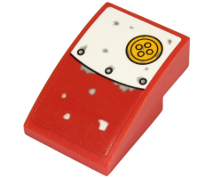 Slope, Curved 3 x 2 with White and Red Metal Plate and Yellow Button Pattern (Sticker) - Set 70432