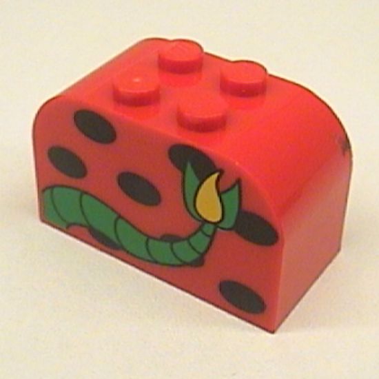 Slope, Curved 4 x 2 x 2 Double with Four Studs with Monster Spots and Tail Pattern