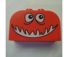 Slope, Curved 4 x 2 x 2 Double with Four Studs with Monster Face Open Smile Pattern