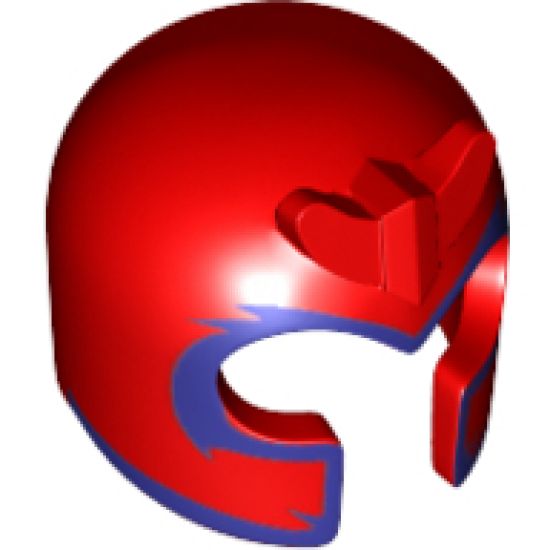 Minifigure, Headgear Helmet with Front Prongs and Dark Purple Pattern (Magneto)