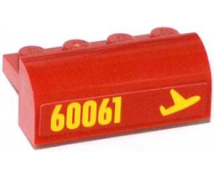 Slope, Curved 2 x 4 x 1 1/3 with Four Recessed Studs with Yellow '60061' and Airplane Pattern Model Right Side (Sticker) - Set 60061