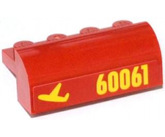 Slope, Curved 2 x 4 x 1 1/3 with Four Recessed Studs with Yellow '60061' and Airplane Pattern Model Left Side (Sticker) - Set 60061
