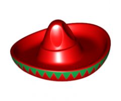 Minifigure, Headgear Hat, Mexican Sombrero with Bright Green Trim Pattern